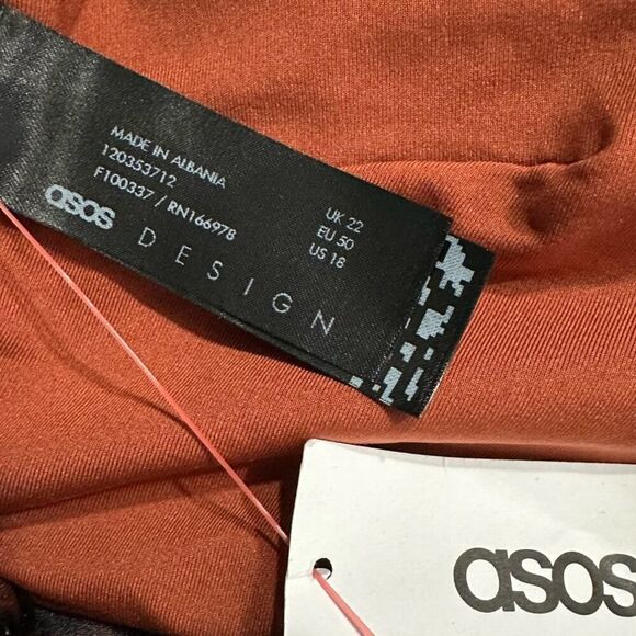 Asos One Piece Swimsuit Womens Plus 18 Black Orange Tortoise Bandeau Cut Out NWT - Picture 5 of 7